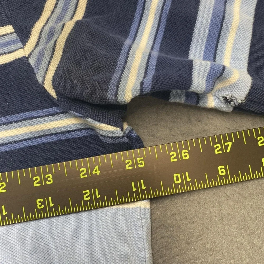 Polo Ralph Lauren Polo Shirt Mens 2XL Blue Stripe 100% Cotton Pony Logo